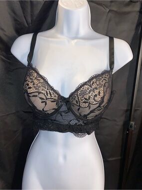Longline Lace Underwire Bralette - Black